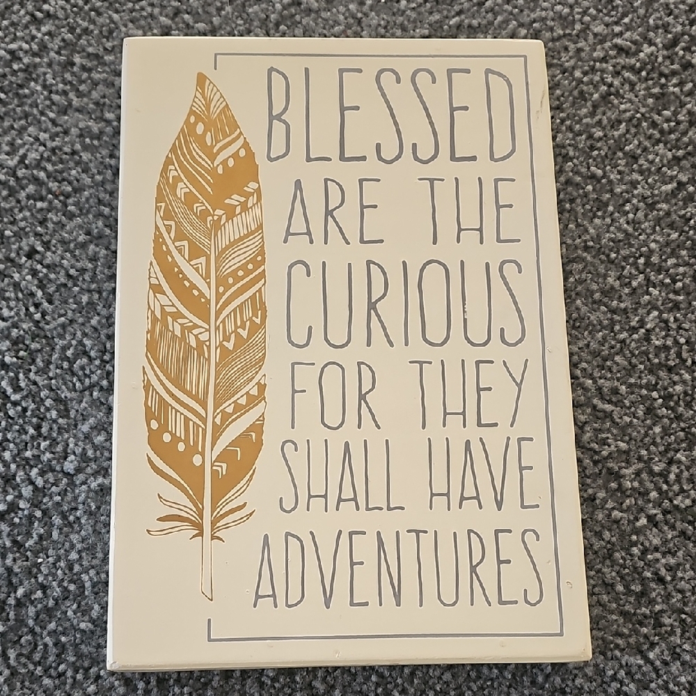 Inspirational Wall Art with Gold Feather